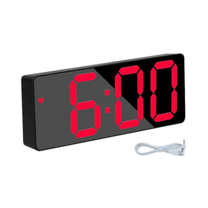 Digital Alarm Clock LED Digital Display Dual Alarm with USB Charger Port 0-100 Dimmer for Seniors Simple Bedside Big Number Alarm Clocks for Bedrooms LED Mirror Electronic Alarm Clocks Large LCD Display Digital Table Clock with Calendar Temperature