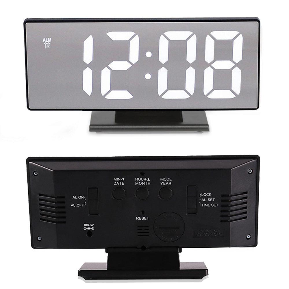 Digital Alarm Clock LED Digital Display Dual Alarm with USB Charger Port 0-100 Dimmer for Seniors Simple Bedside Big Number Alarm Clocks for Bedrooms LED Mirror Electronic Alarm Clocks Large LCD Display Digital Table Clock with Calendar Temperature