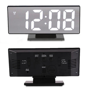 Digital Alarm Clock LED Digital Display Dual Alarm with USB Charger Port 0-100 Dimmer for Seniors Simple Bedside Big Number Alarm Clocks for Bedrooms LED Mirror Electronic Alarm Clocks Large LCD Display Digital Table Clock with Calendar Temperature