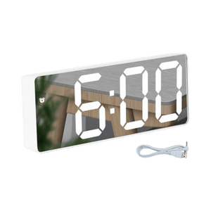 Digital Alarm Clock LED Digital Display Dual Alarm with USB Charger Port 0-100 Dimmer for Seniors Simple Bedside Big Number Alarm Clocks for Bedrooms LED Mirror Electronic Alarm Clocks Large LCD Display Digital Table Clock with Calendar Temperature