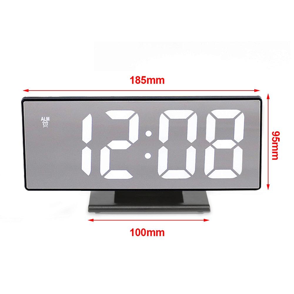 Digital Alarm Clock LED Digital Display Dual Alarm with USB Charger Port 0-100 Dimmer for Seniors Simple Bedside Big Number Alarm Clocks for Bedrooms LED Mirror Electronic Alarm Clocks Large LCD Display Digital Table Clock with Calendar Temperature