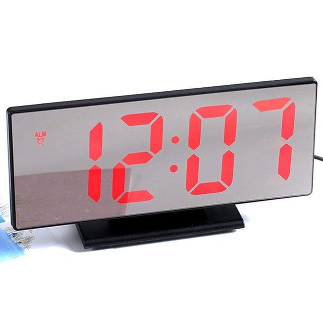 Digital Alarm Clock LED Digital Display Dual Alarm with USB Charger Port 0-100 Dimmer for Seniors Simple Bedside Big Number Alarm Clocks for Bedrooms LED Mirror Electronic Alarm Clocks Large LCD Display Digital Table Clock with Calendar Temperature