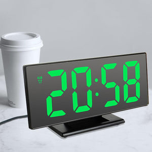 Digital Alarm Clock LED Digital Display Dual Alarm with USB Charger Port 0-100 Dimmer for Seniors Simple Bedside Big Number Alarm Clocks for Bedrooms LED Mirror Electronic Alarm Clocks Large LCD Display Digital Table Clock with Calendar Temperature