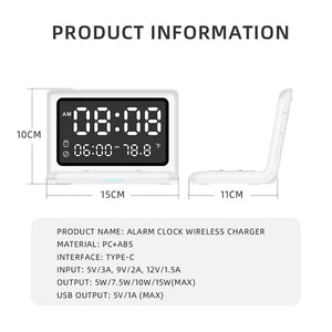 Digital Mirror Clock Wireless Charging Alarm Clock