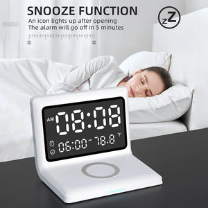 Digital Mirror Clock Wireless Charging Alarm Clock