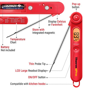Digital Read Meat Thermometer Best Waterproof Thermometer for Kitchen Cooking Food BBQ Grill And Oil Deep Fry Candy  Kitchen Cooking Food Thermometer With Backlight Magnet For Deep Fry Grill Smoker Thermometer