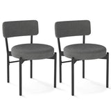 Dining Chair Set of 2 with Curved Backrest and Padded Seat-Gray