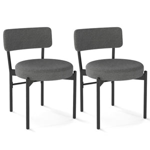 Dining Chair Set of 2 with Curved Backrest and Padded Seat-Gray