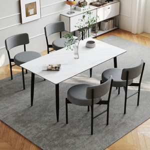 Dining Chair Set of 2 with Curved Backrest and Padded Seat-Gray