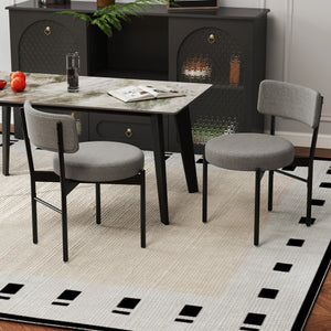 Dining Chair Set of 2 with Curved Backrest and Padded Seat-Gray