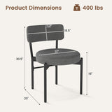 Dining Chair Set of 2 with Curved Backrest and Padded Seat-Gray