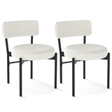 Dining Chair Set of 2 with Curved Backrest and Padded Seat-White