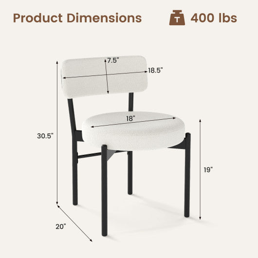 Dining Chair Set of 2 with Curved Backrest and Padded Seat-White