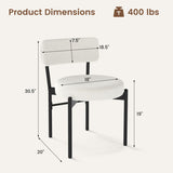 Dining Chair Set of 2 with Curved Backrest and Padded Seat-White