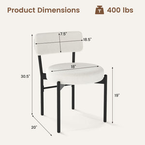 Dining Chair Set of 2 with Curved Backrest and Padded Seat-White