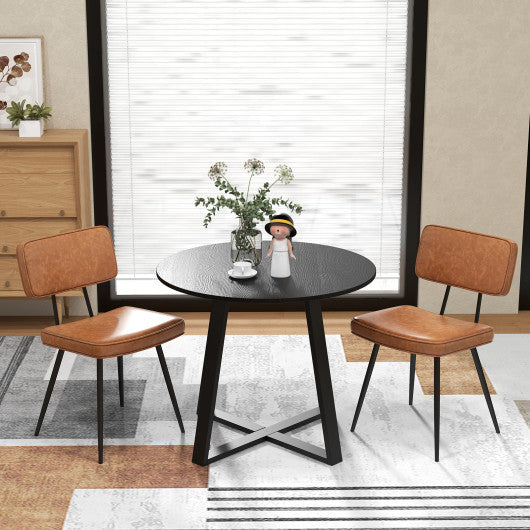 Dining Chair Set of 2 with Padded Backrest and Seat-Brown