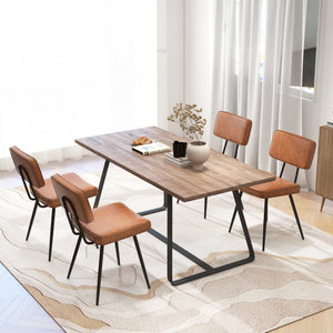 Dining Chair Set of 2 with Padded Backrest and Seat-Brown