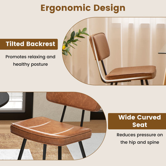 Dining Chair Set of 2 with Padded Backrest and Seat-Brown
