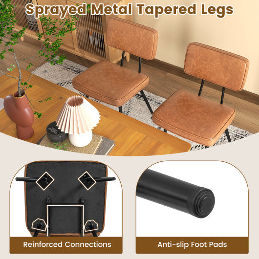 Dining Chair Set of 2 with Padded Backrest and Seat-Brown