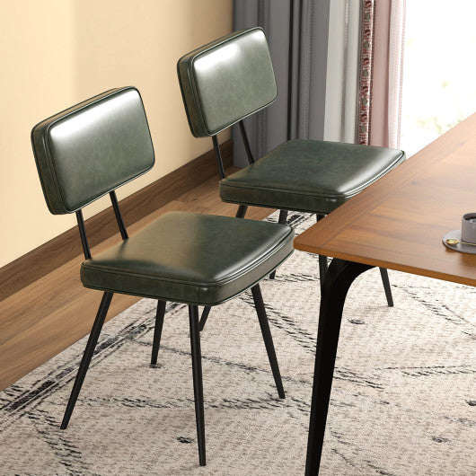 Dining Chair Set of 2 with Padded Backrest and Seat-Dark Green