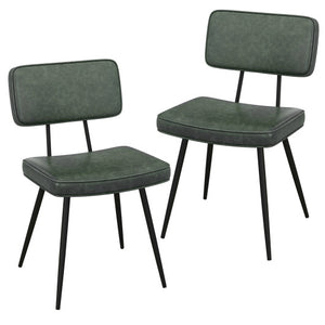 Dining Chair Set of 2 with Padded Backrest and Seat-Dark Green