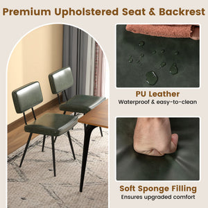 Dining Chair Set of 2 with Padded Backrest and Seat-Dark Green
