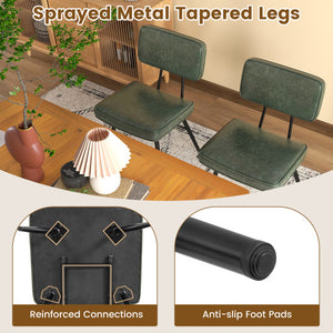 Dining Chair Set of 2 with Padded Backrest and Seat-Dark Green