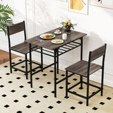 Dining Table Set with Metal Frame and Storage Rack-Gray