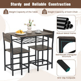 Dining Table Set with Metal Frame and Storage Rack-Gray