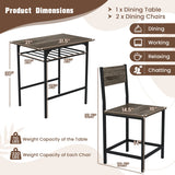 Dining Table Set with Metal Frame and Storage Rack-Gray