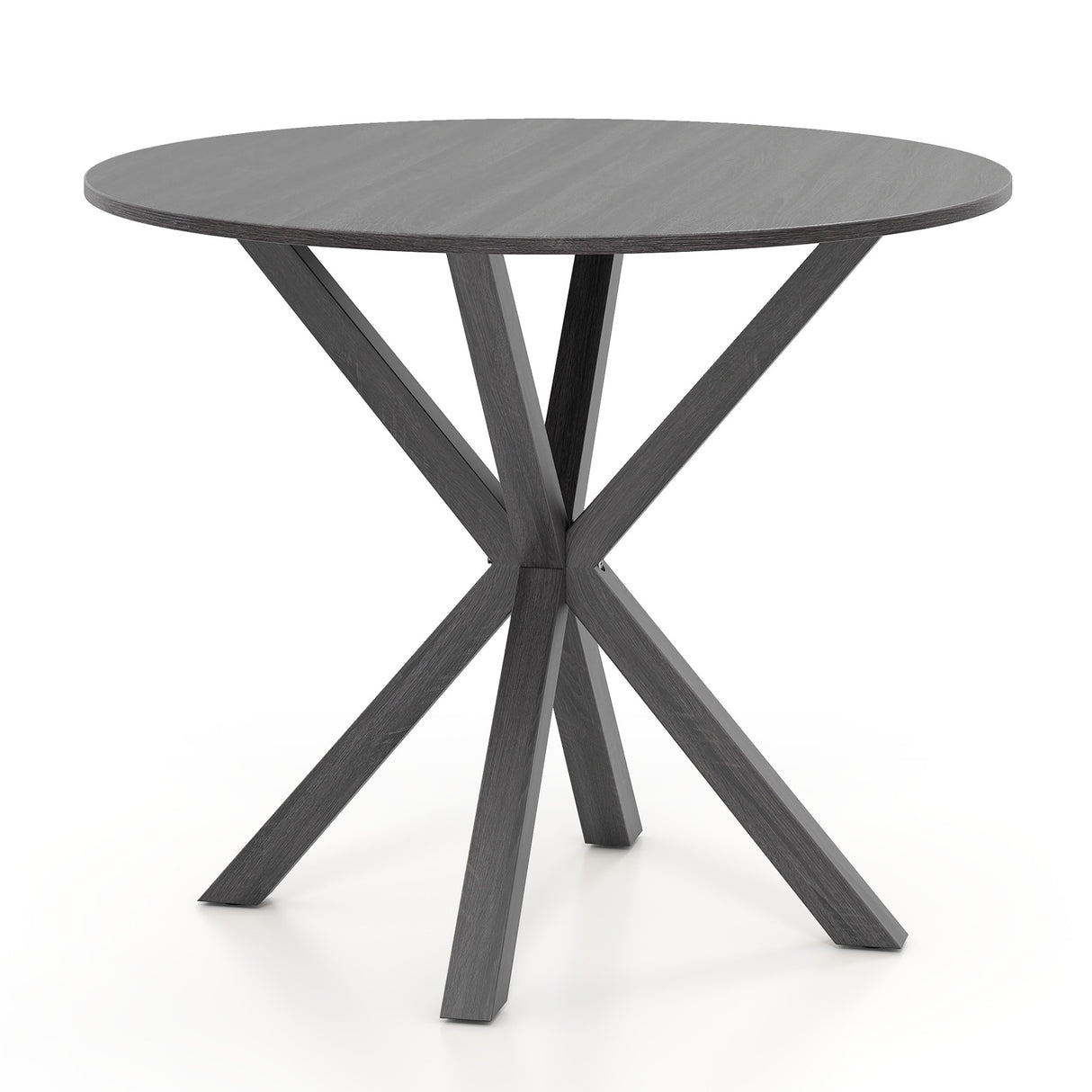 36 Inch Wood Dining Table with Intersecting Pedestal Base for 2-4 People-Black