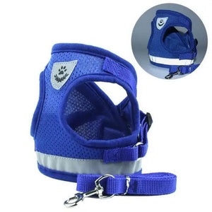Dog Harness and Leash Set For  Small Medium Dogs Nylon Mesh Puppy Cat Harnesses Vest Reflective Walking Lead Leash Puppy Harness and Leash No Pull Adjustable Reflective Harness with Soft Mesh for Puppies and Small Dogs