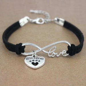 Dog Paws Best Friends Heart Animal Infinity Love Charm Bracelets Women Men Girl Boy Print Bracelet With Love And Infinity Symbol For Women Girls Faux Suede Adjustable Bracelet
