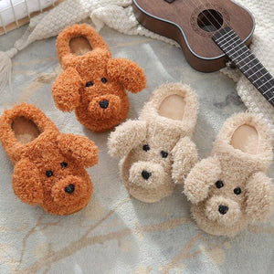 Dog Slippers Women Winter Warm Soft Plush Shoes Men Couples Slippers For Home Indoor Bedroom Fluffy Furry Memory Foam Cross Band Slip On Indoor Outdoor Slippers