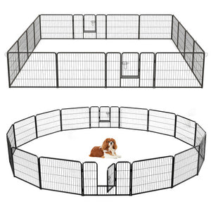 16 Panel 24/32/40 Inches Height Dog Playpen with Lock and Large Door-24 inches