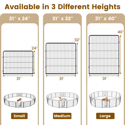 16 Panel 24/32/40 Inches Height Dog Playpen with Lock and Large Door-24 inches
