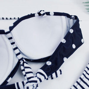 Dot  Bikini Push Up 2 piece Swimsuit Women Padded Push Up Bikini Set Halter Two Piece Cross Top Swimsuit Patchwork Bathing Suit Women Swimwear Bodysuit Beachwear Halter Print Bikinis Bathing Suit Women