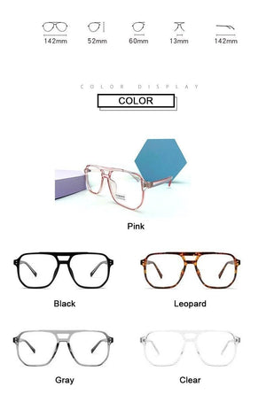 Double Beam Anti Blue Light Glasses Frame Women Men Anti Eyestrain Computer Reading TV Glasses Stylish Frame Anti Glasses Men And Women  Retro Big Frame Myopia Eyeglasses Oversized Mirror Frame