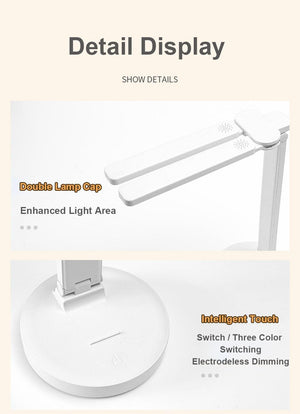 Double Lamp Cap Led Foldable Reading Lamp For Children's Mobile Phone Bracket Desk Study Light Free Shipping Bedroom Table Lamps Decorative Table Lamp Cute Study Lamps for Bedroom Décor