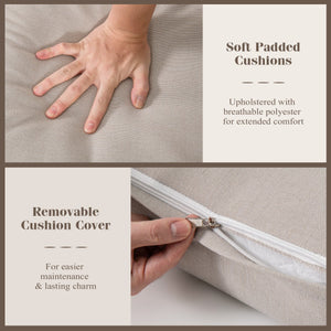 Patio Loveseat Sofa with Coffee Table Set with Thick Cushions