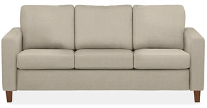 The Berin Day & Night Sleeper Sofa is a beige three-seater with wooden legs and rectangular cushions.