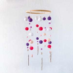Dream Catcher Nordic Baby Room Wind Chime Bed Bell Decor Wool Ball Kids Bedroom Lovely Wooden Bead Bed Felt Baby Ceiling Mobiles Toys Infant Nursing Accessories Wall Hanging Decoration Ornaments Photography Prop