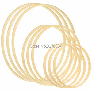Dream Catcher Ring Round Bamboo Circle Embroidery Hoop Set Bamboo Circle Cross Stitch Hoop Ring Wind Chime DIY Hanging Accessories Wedding Wreath Decor Wall Crafts For Embroidery & Cross Stitch