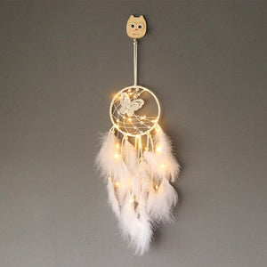 Dream Catcher Wall Decor with White Feathers Indian Style Dream-catcher Moon Handmade Wind Chimes Wall Ornament Girls Room Decoration Feather Dream Catcher For Kids Women Wedding Bohemian Wall Decor