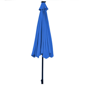 10' Solar LED Lighted Patio Market Umbrella Shade Tilt Adjustment Crank-Blue by DirectDeals