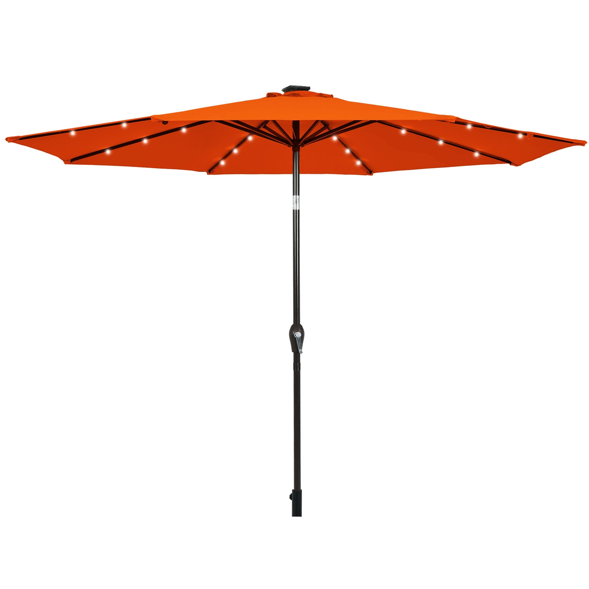 10' Solar LED Lighted Patio Market Umbrella Shade Tilt Adjustment Crank-Tan