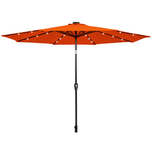 10' Solar LED Lighted Patio Market Umbrella Shade Tilt Adjustment Crank-Tan