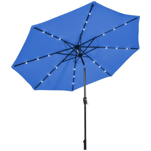 10' Solar LED Lighted Patio Market Umbrella Shade Tilt Adjustment Crank-Blue by DirectDeals