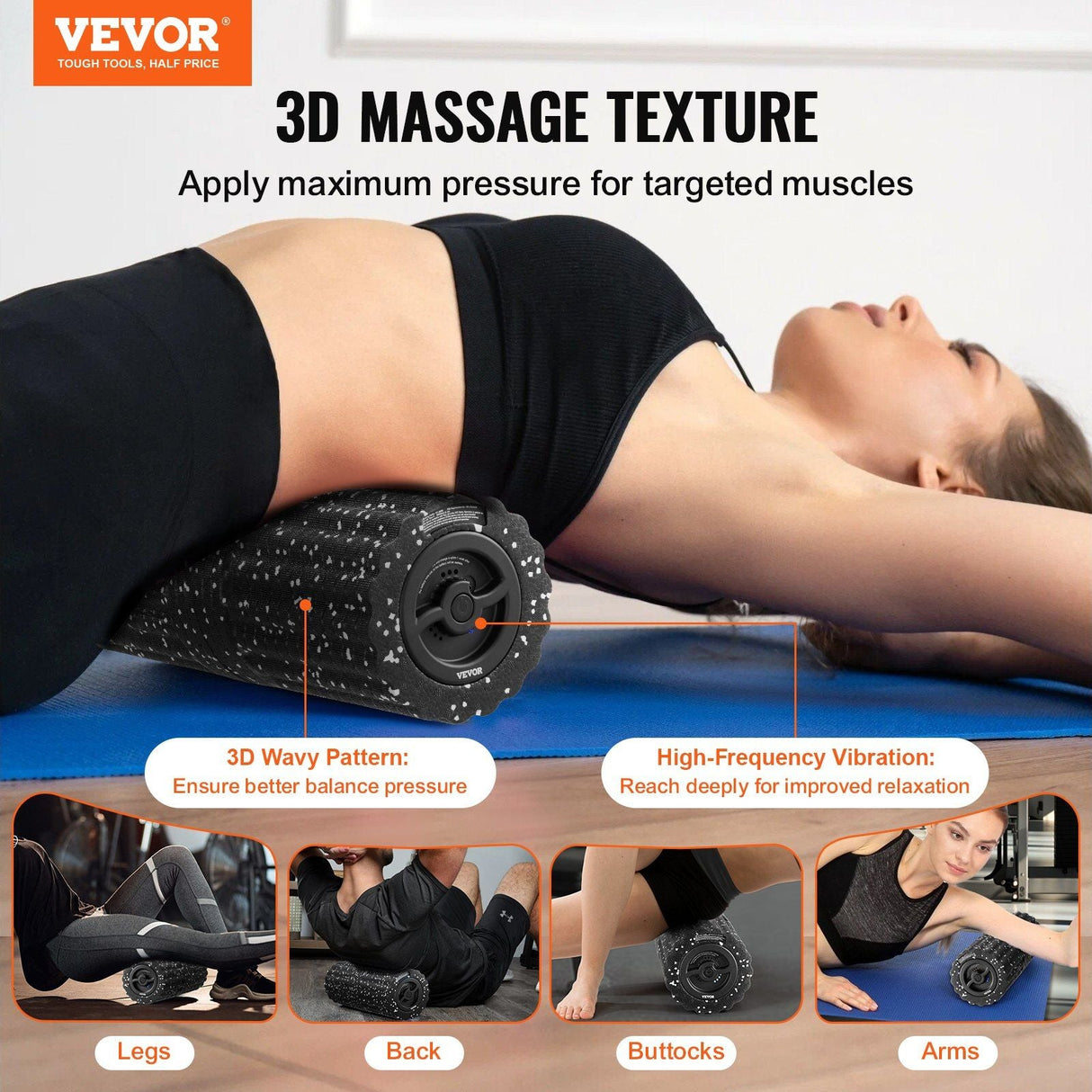 Vibrating Foam Roller 4 Intensities Rechargeable Electric EPP Foam Roller