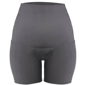 Women Maternity bike Shorts Seamless Pregnancy Short Underwear Shapewear Fitness Yoga maternity alethic Shorts High Waist Over the Belly Pants with Two Side Pockets